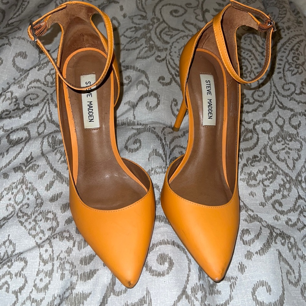Orange Steve Madden pump heels
